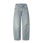 Men's Casual Straight Jeans with High Waist, Straight Leg and Stonewashed Finish Fashion Glam