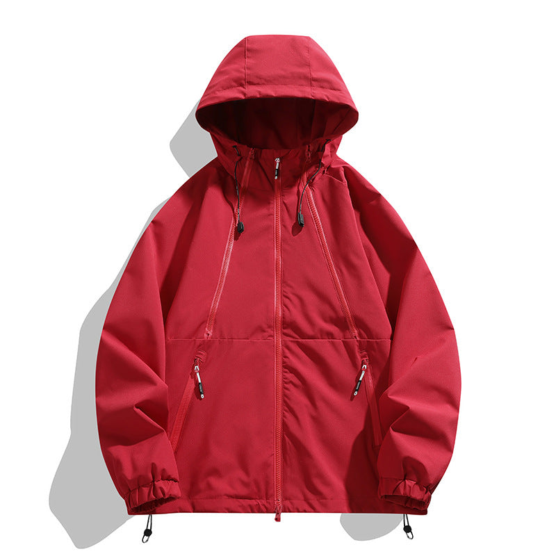 Unisex Lightweight Hooded Windbreaker with Water-Repellent Surface, Zipper Pockets and Drawstring Fashion Glam