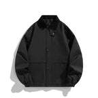 Men's Oversized Utility Jacket with Cord Collar and Snap Front Fashion Glam