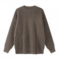Unisex Oversized Chunky Knit Sweater with Herringbone Pattern and Round Neck Fashion Glam