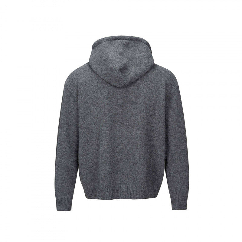 Unisex thick knit hoodie cardigan with continuous button placket and ribbed cuffs Fashion Glam