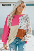 Ladies Oversize Patchwork Sweater with Animal Print and Textured Knit Fashion Glam