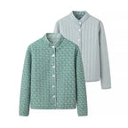 Ladies lightweight quilted stand collar jacket with allover print and mother-of-pearl buttons Fashion Glam