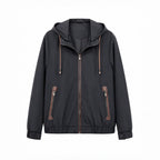 Men's Lightweight Softshell Hoodie Jacket with Water-Repellent Outer Layer, Leather Applications and Zipper Pockets Fashion Glam