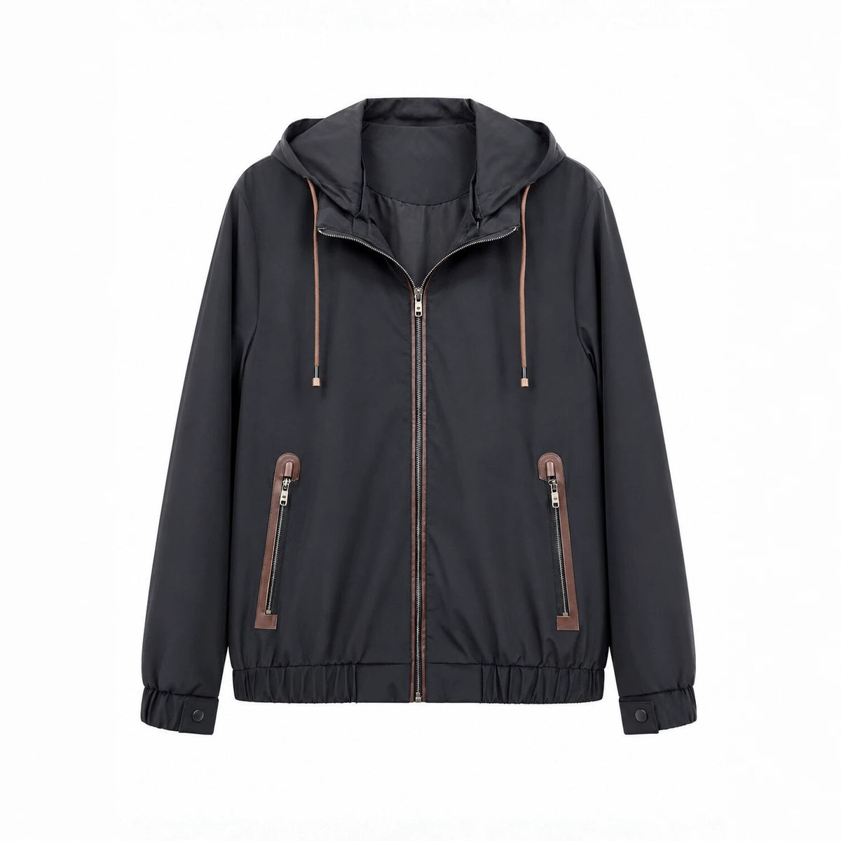 Men's Lightweight Softshell Hoodie Jacket with Water-Repellent Outer Layer, Leather Applications and Zipper Pockets Fashion Glam