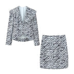 Women's Short Blazer with Oversized Shawl Collar and Zebra Print Fashion Glam