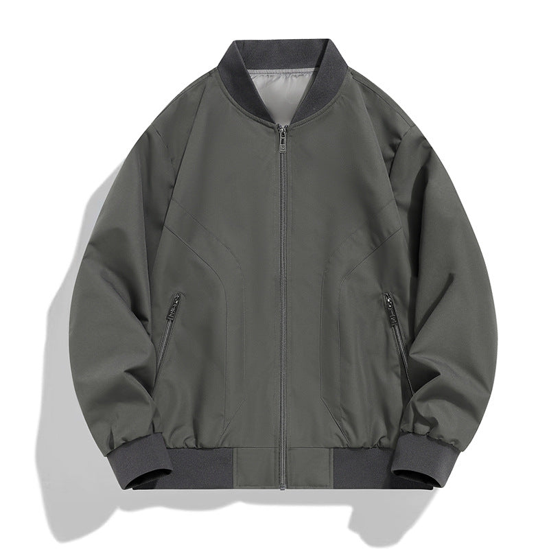 Men's Lightweight Windproof Bomber Jacket with Zipper, Ribbed Cuffs and Concealed Side Pockets Fashion Glam