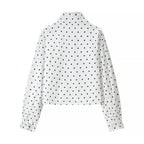 Women's short dotted jacket in blouson style with stand-up collar and balloon sleeves Fashion Glam