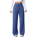 Ladies Wide Ribbed Lounge Pants with Drawstring and Patch Pockets Fashion Glam