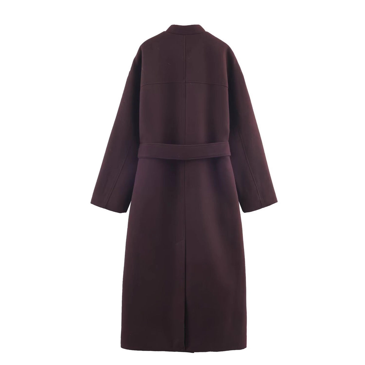 Women’s longer minimalist wool blend kimono coat with tie belt Fashion Glam