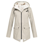 Women's waterproof and padded rain jacket with adjustable hood collar Fashion Glam