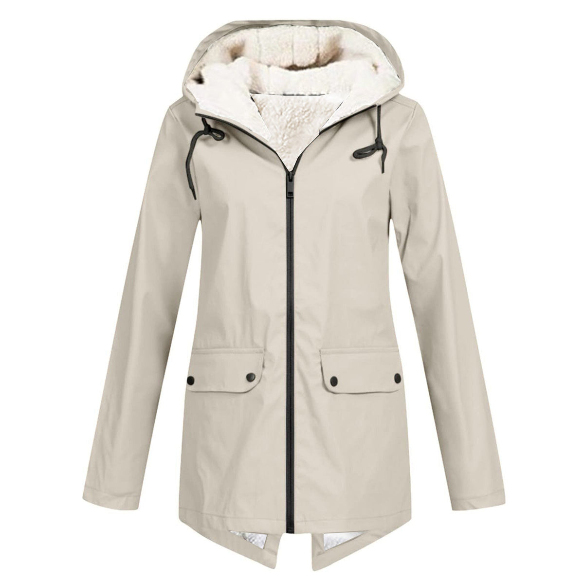 Women's waterproof and padded rain jacket with adjustable hood collar Fashion Glam