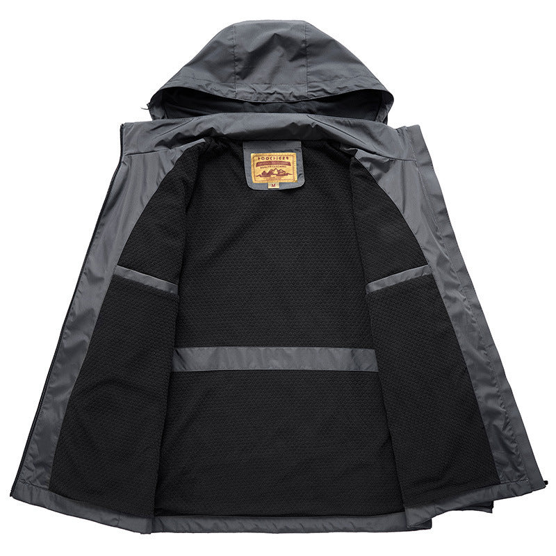 Men's Waterproof Softshell Jacket with Hood and Fleece Lining, Windproof and Breathable Fashion Glam