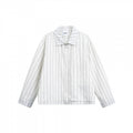 Unisex Striped Overshirt Jacket with Shirt Collar and Concealed Zipper Fashion Glam