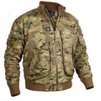 Men's Tactical-Style Camo Bomber Jacket with Multiple Pockets and Ribbed Cuffs Fashion Glam