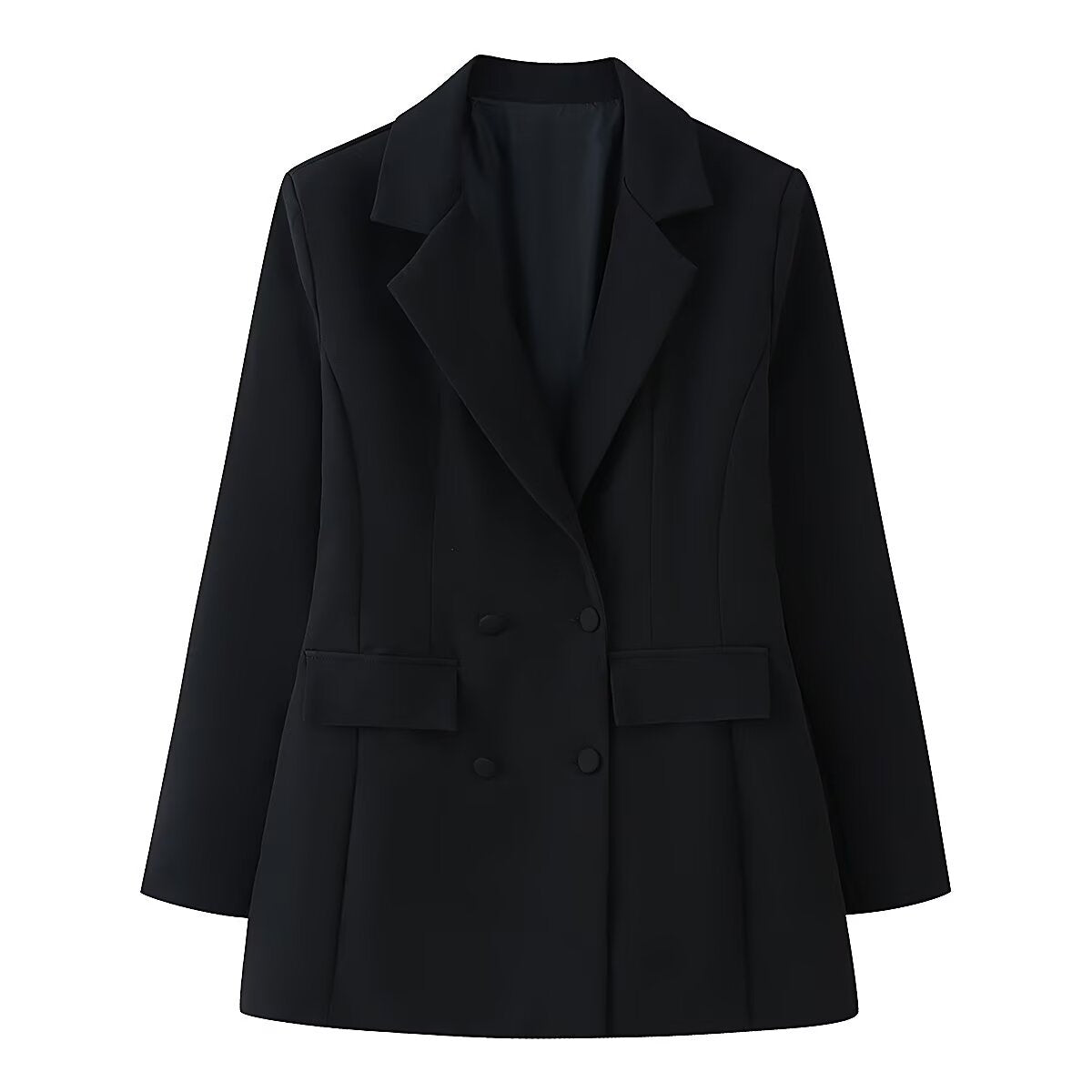 Women's tailored double-breasted blazer with patch pockets and Viennese seams Fashion Glam