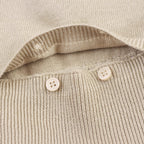 Women's Short Fine Knit Sweater with Balloon Sleeves and Decorative Button Waist Fashion Glam