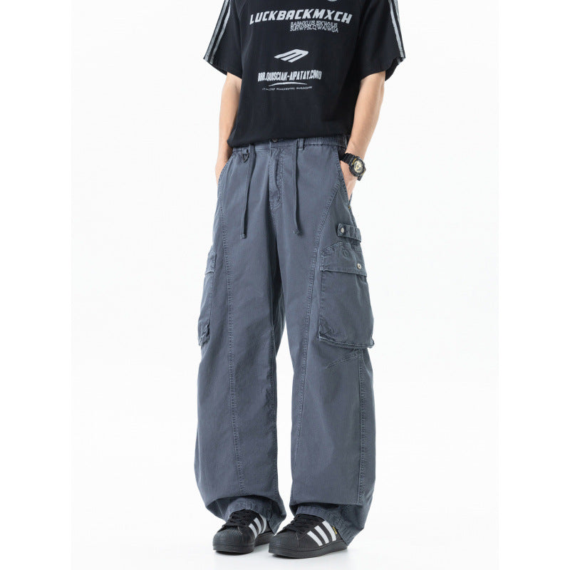 Men's Loose Cargo Pants in Baggy Cut with Utility Pockets and Drawstring Waist Fashion Glam