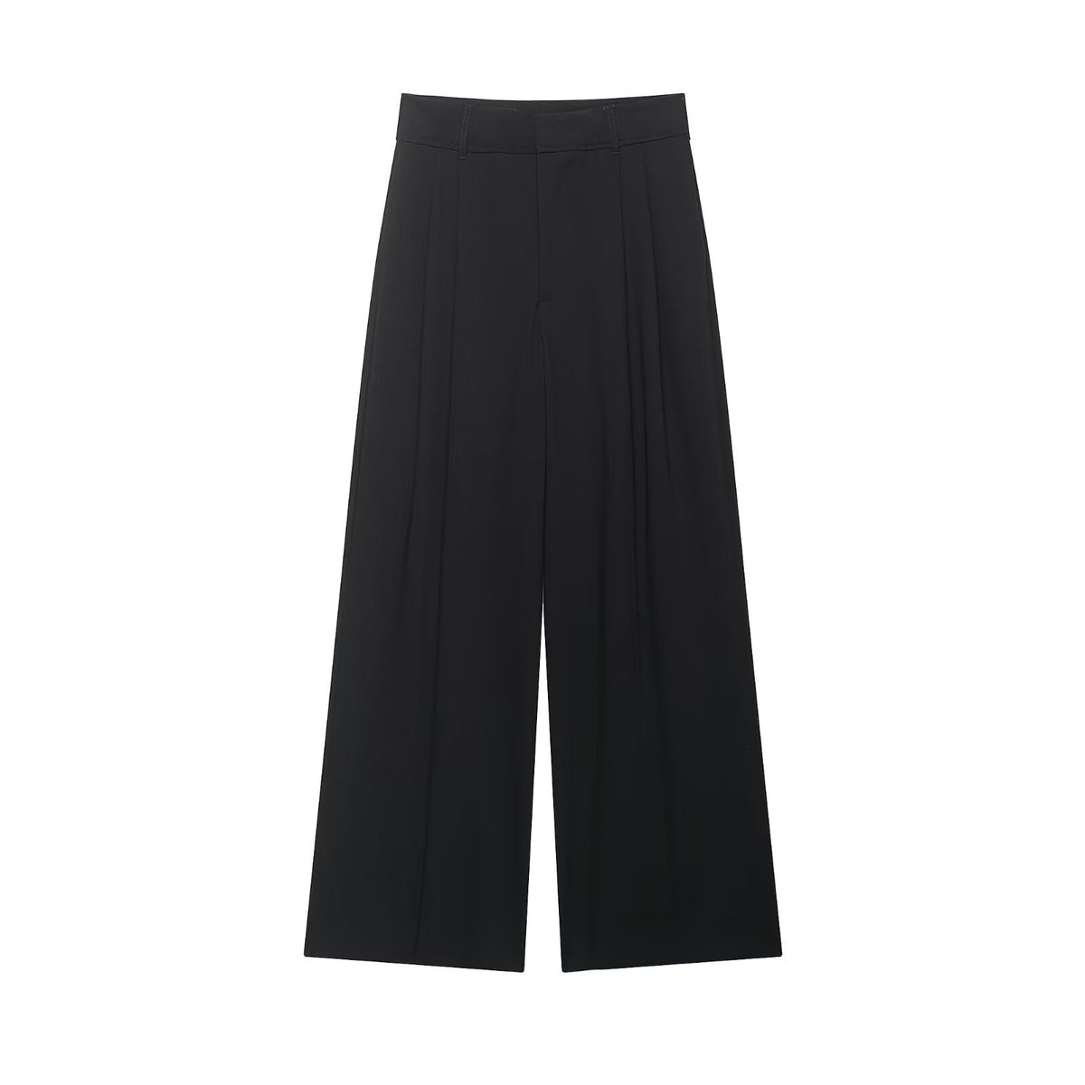Women's high-waisted wide palazzo pants with pleats and elegant drape Fashion Glam