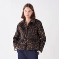 Ladies short jacket in boxy cut with leopard print and flap pockets Fashion Glam