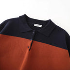 Women Oversized Polo Collar Sweater with Block Stripes Fashion Glam