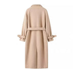Women's Oversize Teddy Coat in Boucle Look with Double Button Placket and Belted Cuffs Fashion Glam