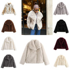 Women short cut boxy faux fur coat with shawl collar Fashion Glam