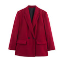 Women's Double-Breasted Blazer with Lapel Collar, Longer Oversized Cut and Flap Pockets Fashion Glam