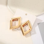 Women's Hanging Earrings with Square Design and Glossy Surface Fashion Glam