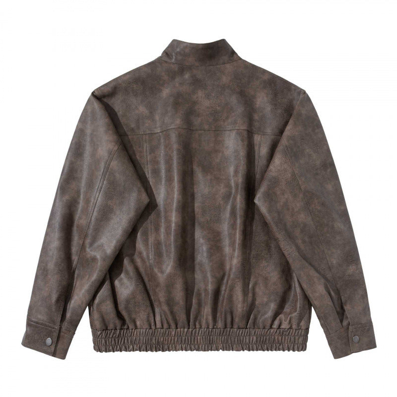 Men's short jacket made of suede-look material with stand-up collar, raglan sleeves, and elastic hem Fashion Glam