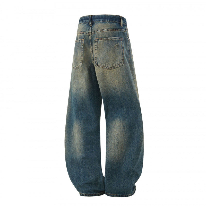 Women's Loose High-Waist Baggy Jeans with Used Wash and Distressed Details Fashion Glam