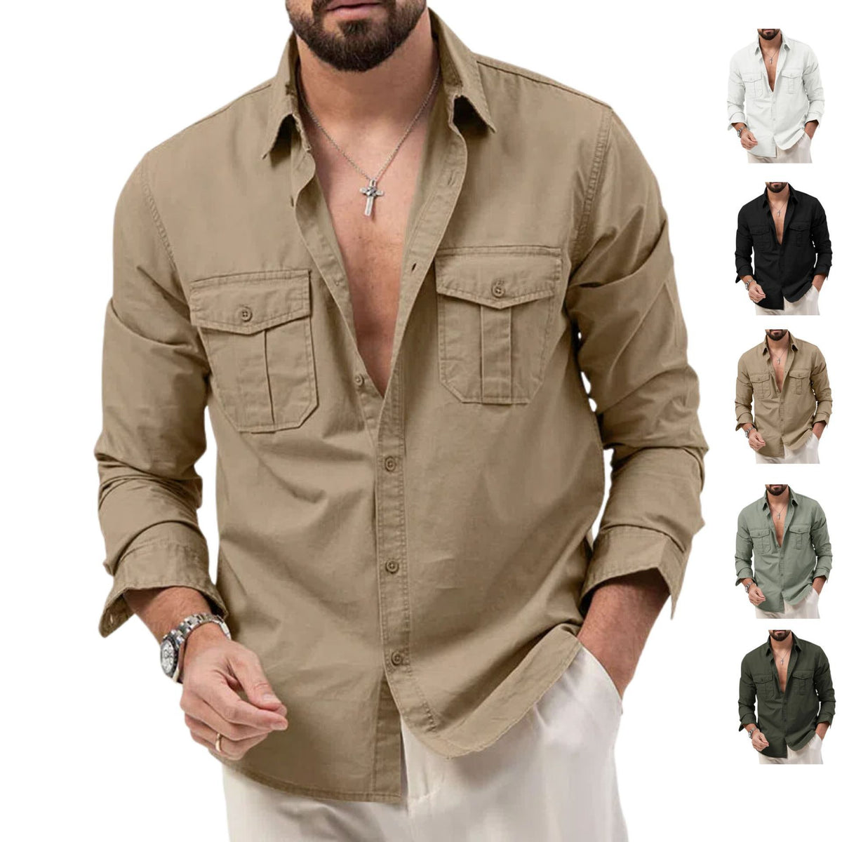 Men's shirt with two chest pockets, Kent collar and classic fit Fashion Glam