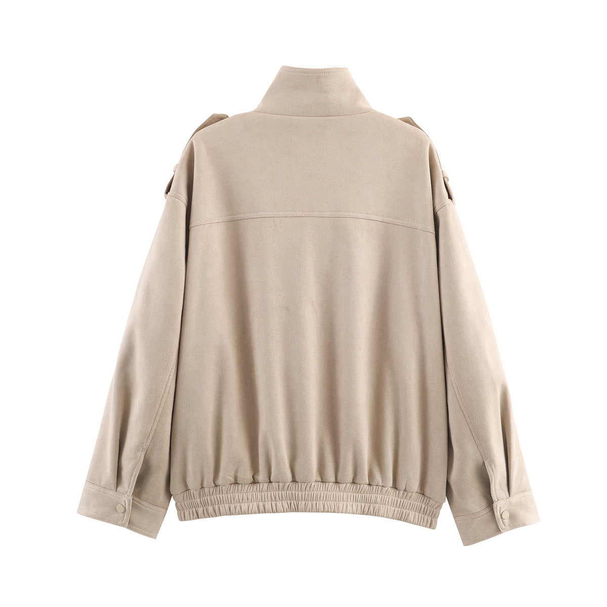 Women's short jacket in utility bomber style with flap pockets, shoulder tabs, and elastic hem Fashion Glam