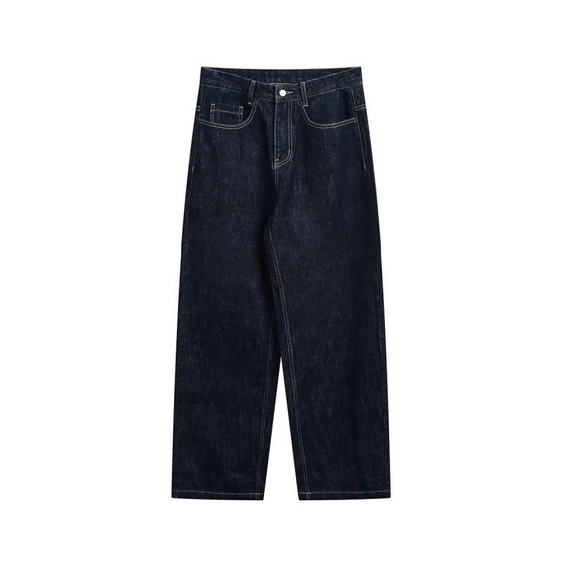 Women High-Waist Straight-Leg Raw-Denim Jeans with Relaxed Fit and Five-Pocket Design Fashion Glam