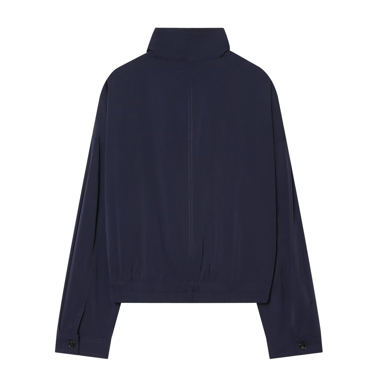 Women's Short Bomber Jacket with Stand-Up Collar, Zipper and Chest Flap Pockets Fashion Glam