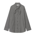 Ladies Checked Blouse Shirt with Bow Collar and Casual Fit Fashion Glam