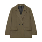 Women's Oversized Double-Breasted Blazer with Flap Pockets Fashion Glam