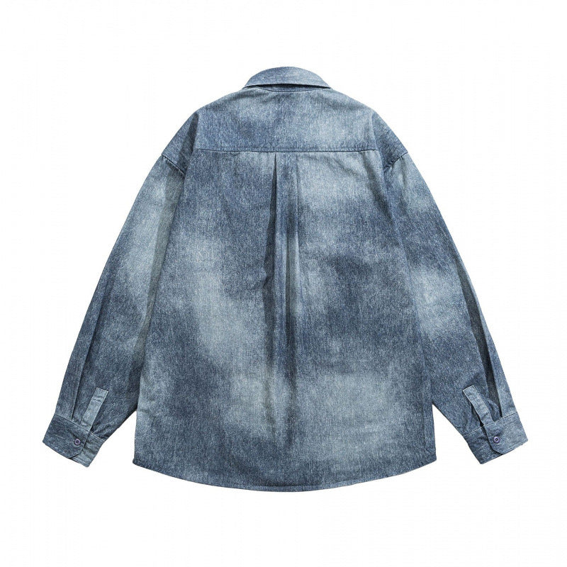 Unisex Oversize Cotton Shirt with Washed Effect and Patch Chest Pocket Fashion Glam