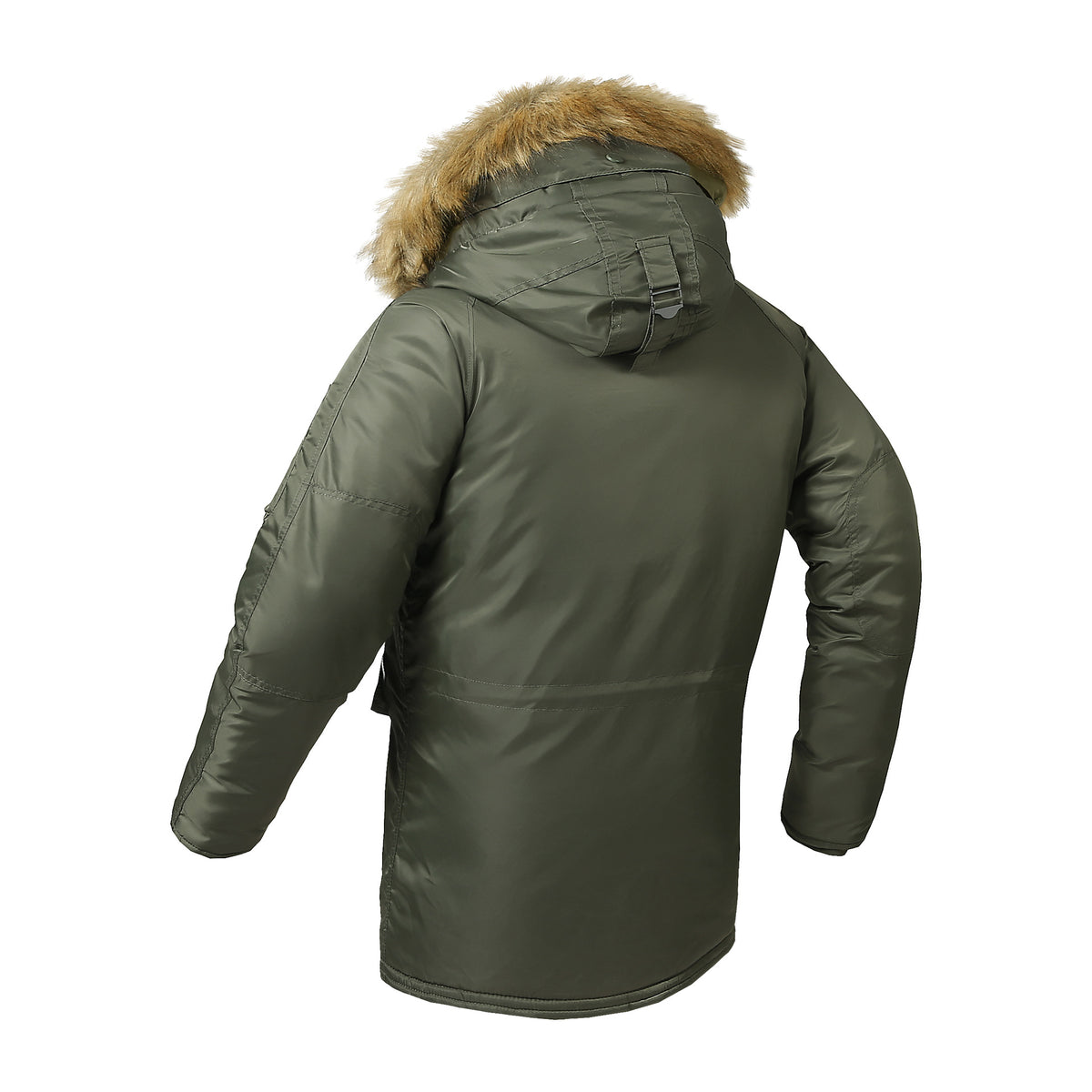 Men's longer thermal insulated parka with faux fur hood and utility pockets Fashion Glam
