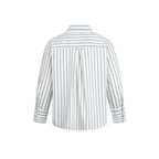 Women's Striped Oversized Blouse Shirt with Concealed Zipper and Chest Pocket Fashion Glam