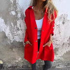 Women's Hoodie Coat with Snap Buttons and Oversized Silhouette Fashion Glam
