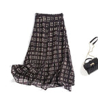 Women's flowing maxi skirt made of chiffon with geometric all-over print and high waist Fashion Glam