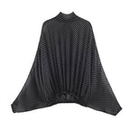 Women's Two-Piece Retro Polka Dot Set with Wide Batwing Top and Pleated Midi Skirt Fashion Glam