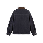 Men's Boxy Denim Jacket with Cord Collar and Metal Toggle Closures Fashion Glam