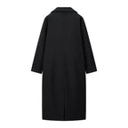 Ladies long coat in a minimalist cocoon cut made of a wool blend with double-breasted button placket Fashion Glam