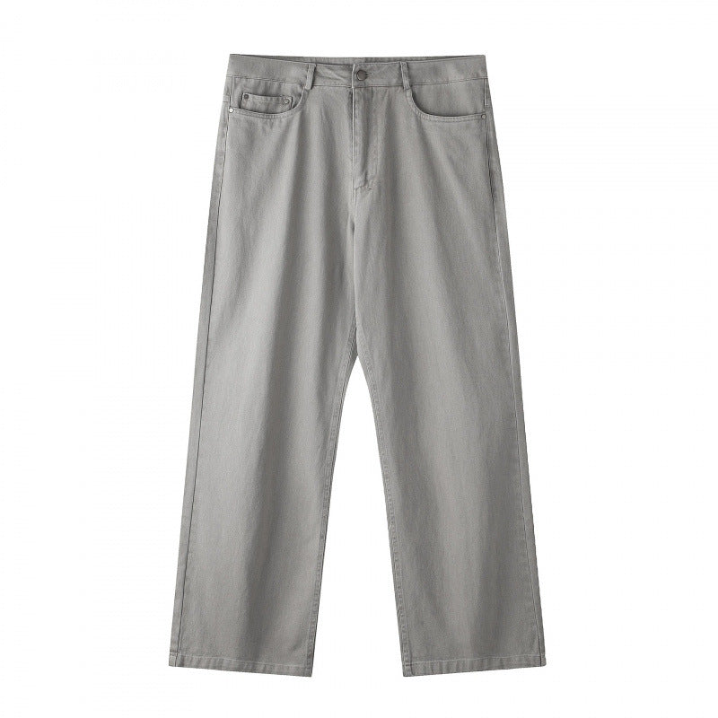 Men's wide straight-cut denim jeans with a high waist and five-pocket design Fashion Glam