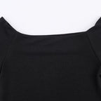 Women's Fitted Fine Knit Tunic with Wide Boat Neck and 3/4 Sleeves Fashion Glam