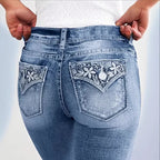 Women Slim Ankle Jeans with High Waist, Sculpting Stretch and Subtle Used Wash Fashion Glam