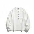 Unisex waffle texture Henley shirt with button placket and oversized fit Fashion Glam