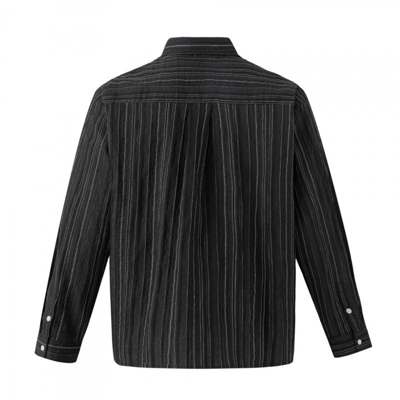 Men's Lightweight Linen Blend Shirt with Fine Stripes and Kent Collar Fashion Glam